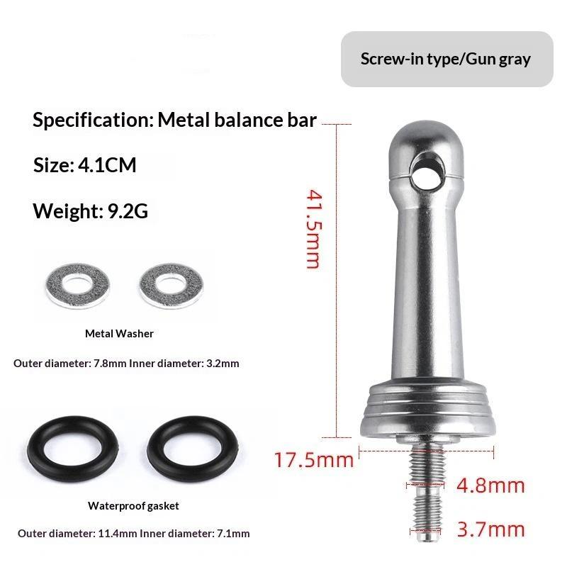 Fishing Wheel Balance Rod Universal Aluminum Fishing Reel Balancers Insertion In/Screw In Stand With Gasket Rubber Rings