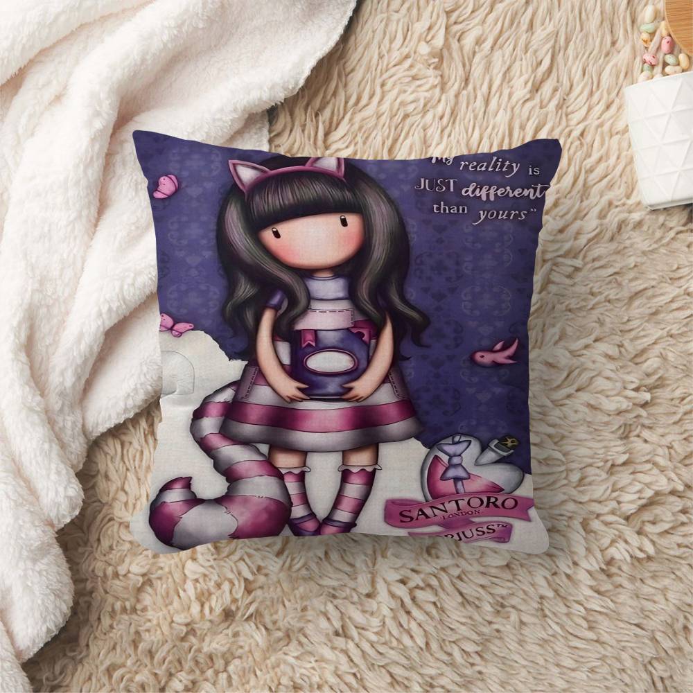 S-Santoro-Gorjuss Cute Girl Cushion Cover Car Throw Pillow Case For Sofa Car Christmas Gift 40x40cm 45x45cm