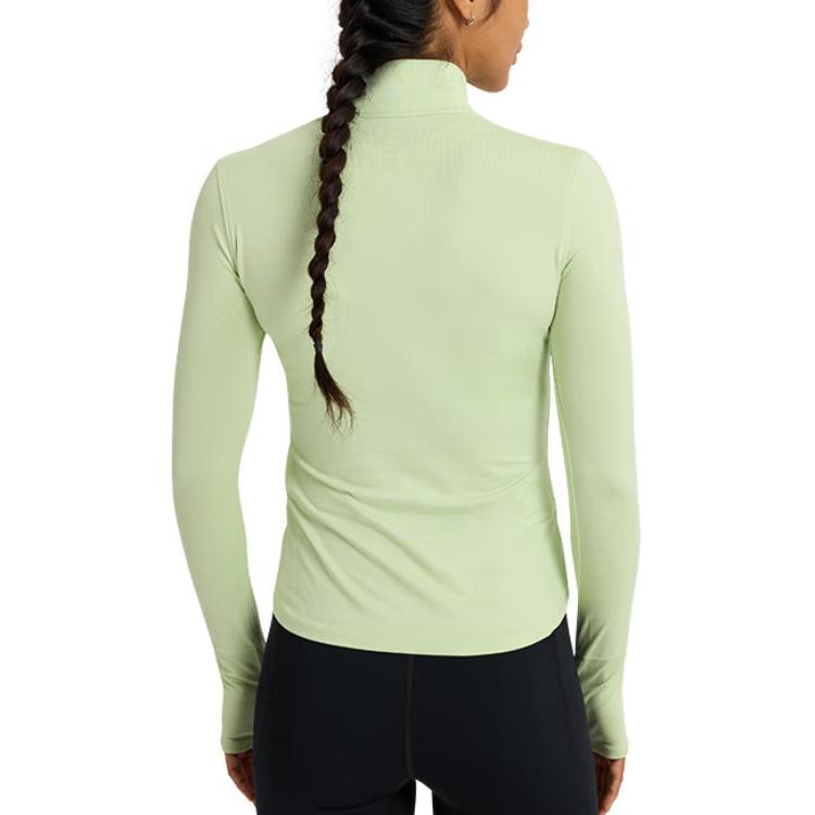 Under Armour Camisa Fitness Manga Longa Gola Alta Secagem Rápida Cor Sólida Feminina Tops Verde 1379349-383