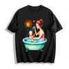 Warm Parent-Child Bath Time Print Adult & Kid Casual T-Shirts Pure Cotton T-shirt