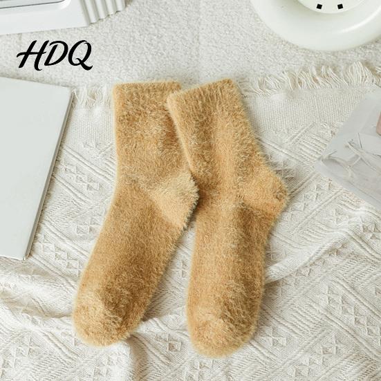 Gemütliche Plüsch Thermo-Strumpfhosen Verdickte Imitation Nerz Samt Socken für Damen Weiche Socken Winter Strapazierfähig Waschbar Warm Einfarbig Zuhause Innen