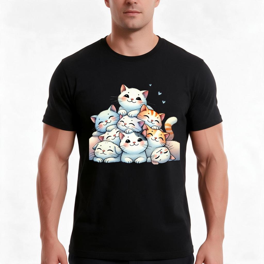 Unisexy Kittens Tshirt Summer Casual Cotton Tee Oversized Streetwear Tops Vintage Graphic Print Loose Fit Short Sleeve