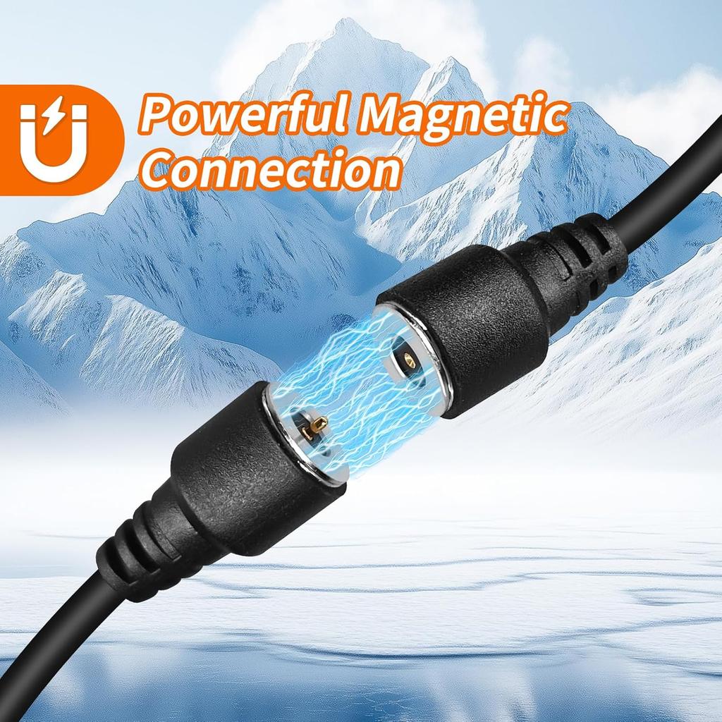 Magnetic Power Cord, Snowmobile Helmet Heated Shield Cord for Heated Most Electric Shields, Helmet, Visor Port