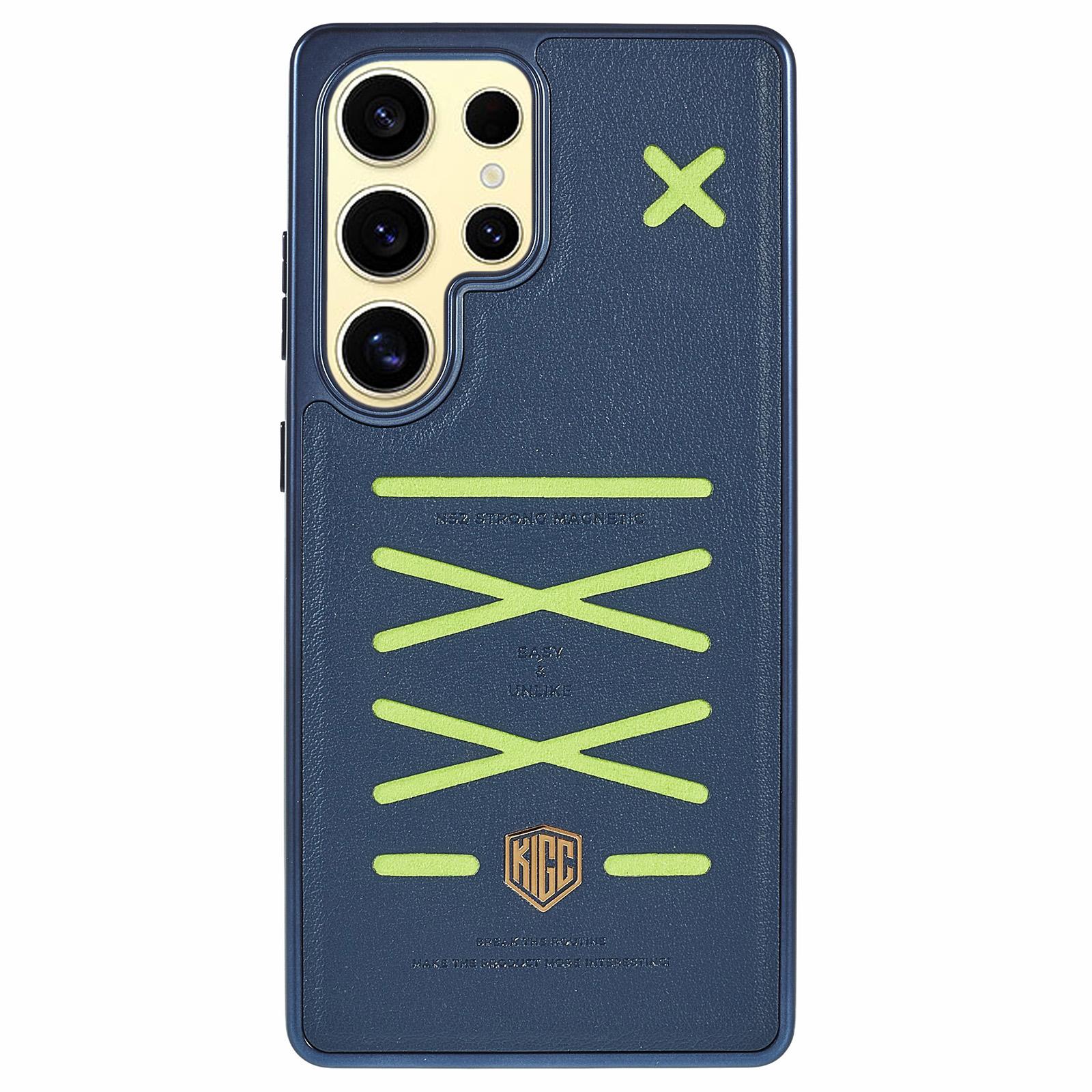 

KIGC For Samsung Galaxy S25 Ultra Case Compatible with MagSafe Hybrid Phone Back Cover Cross Line Design Blue