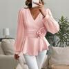 A High-end and Elegant Commuting V-neck Three-dimensional Floral Shirt Top for Women