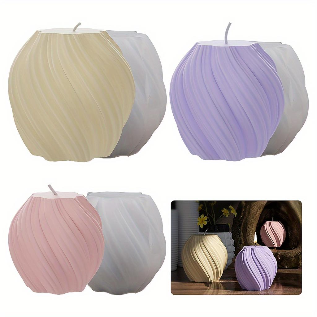 3pcs Geometric Pillar Candle Silicone Molds - 3D Wave Twist Design for DIY Handmade Crafts & Home Decor