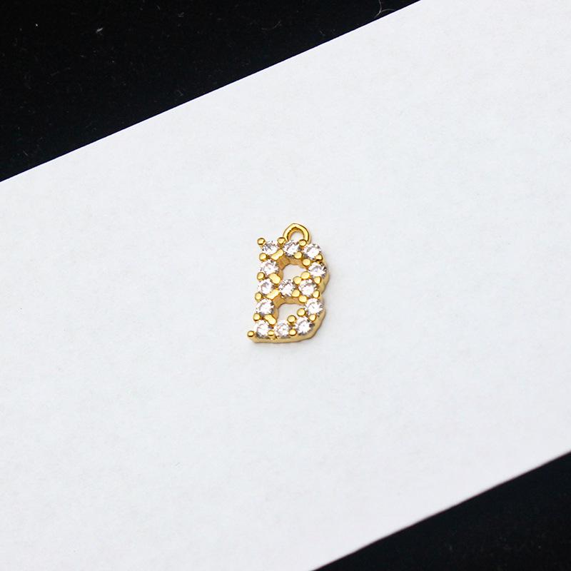 Copper-Plated Gold Micro-Inlaid Diamond English Letter Pendant: 26 Charm Options for Necklaces or Earrings