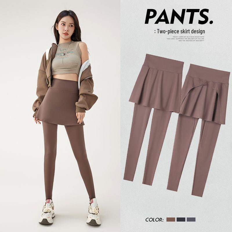 

Women s Petite Yoga and Pilates Skirted Leggings with Faux Two-Piece Design L [Suitable for 110-135 lbs]