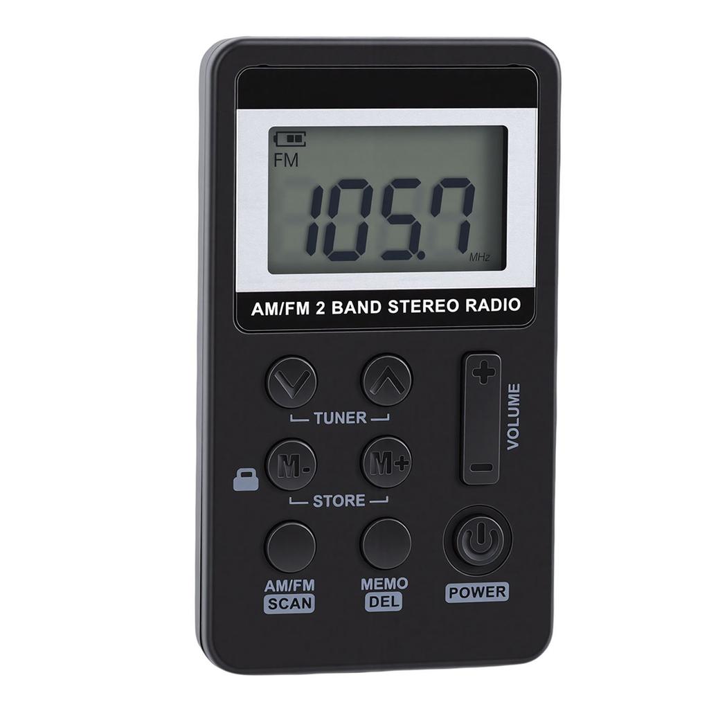 Personal AM FM Pocket Radio Portable Digital Tuning Radio with 500mAh Rechargeable Battery Earphone Lock Screen for