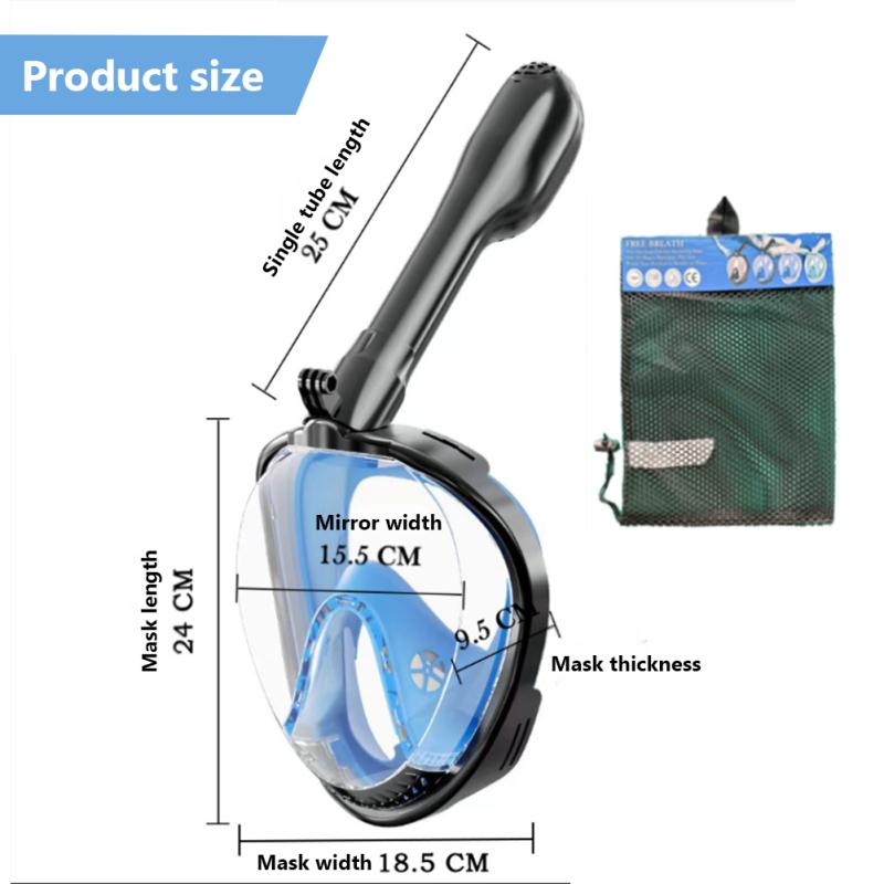 Maschera Snorkeling Dry-Top Per Adulti, Visione 180° Antiappannamento, Con Borsa E Boccaglio