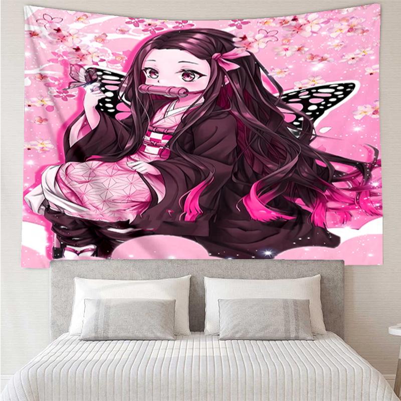 Demon Slayer Nezuko2 Tapestry for Bedroom Aesthetic Classroom Tapestries Wall Hanging for Living Room Dorm Office,Ideal Creative Gift
