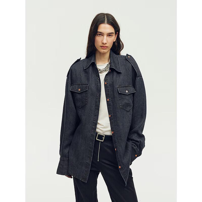 

Women s Linen Texture Drop-Shoulder Shirt M