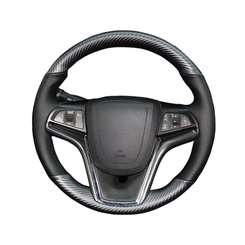 For Chevrolet Malibu 2011-2014 Hand-stitched Cover Carbon Fiber Leather  Leather Car Steering Wheel Cover