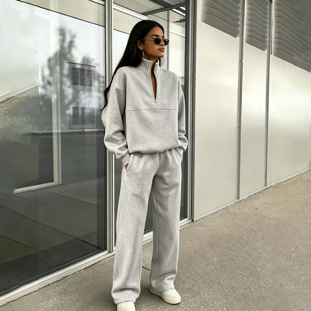 Women's Fashion Casual Color Two Piece Sweatshirt and Pants Set for Everyday Wear