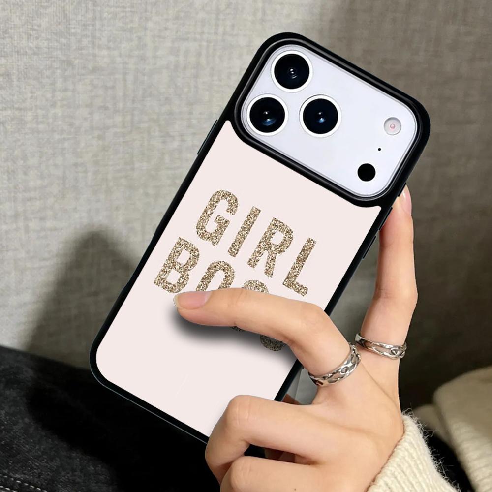 Capa Case for iPhone 17 Air 16 Pro Max 15 Plus 11 13 Mini 14 12 Back Phone Cover Pink Girl Boss