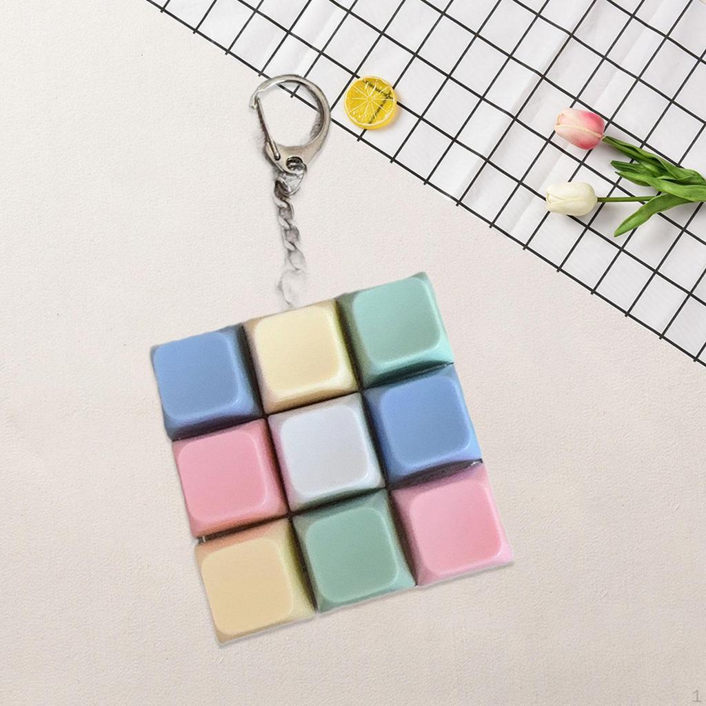 Fidget Keychain Mechanical Key Button 9-Button for Office Home Gift Birthday Drive Away