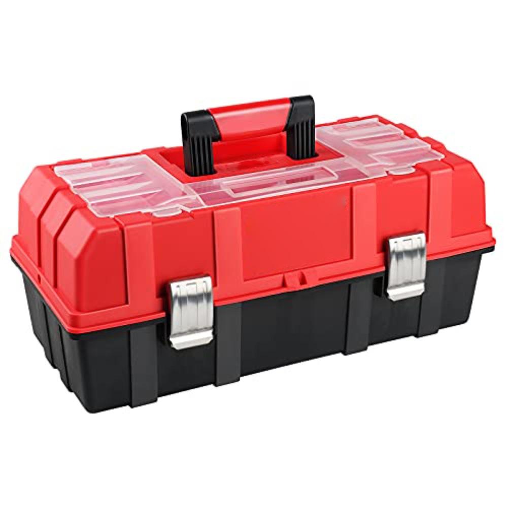 17 Inch 3-Layer Folding Plastic Toolbox With Double Lock And Transparent Parts Storage For Home Industrial Repair Tool Bag China Mainland