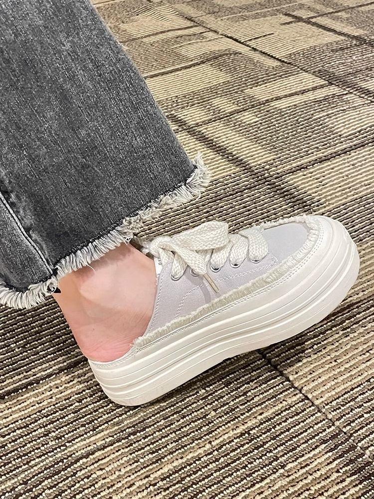 ins Korean version of dad shoes women 2025 summer new student platform sports shoes women's casual bag head canvas half drag