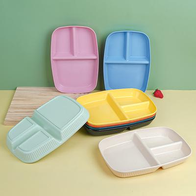 Household Simple Wheat Straw Compartment Dinner Plate Multifunctional Dinner Plate Noodles Vegetables Breakfast Plastic Plate