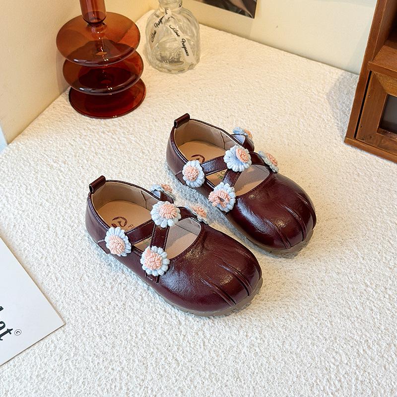 Sunflower Soft Sole Princess Flats for Baby Girls - 2025 Spring/Autumn Children's Leather Shoes