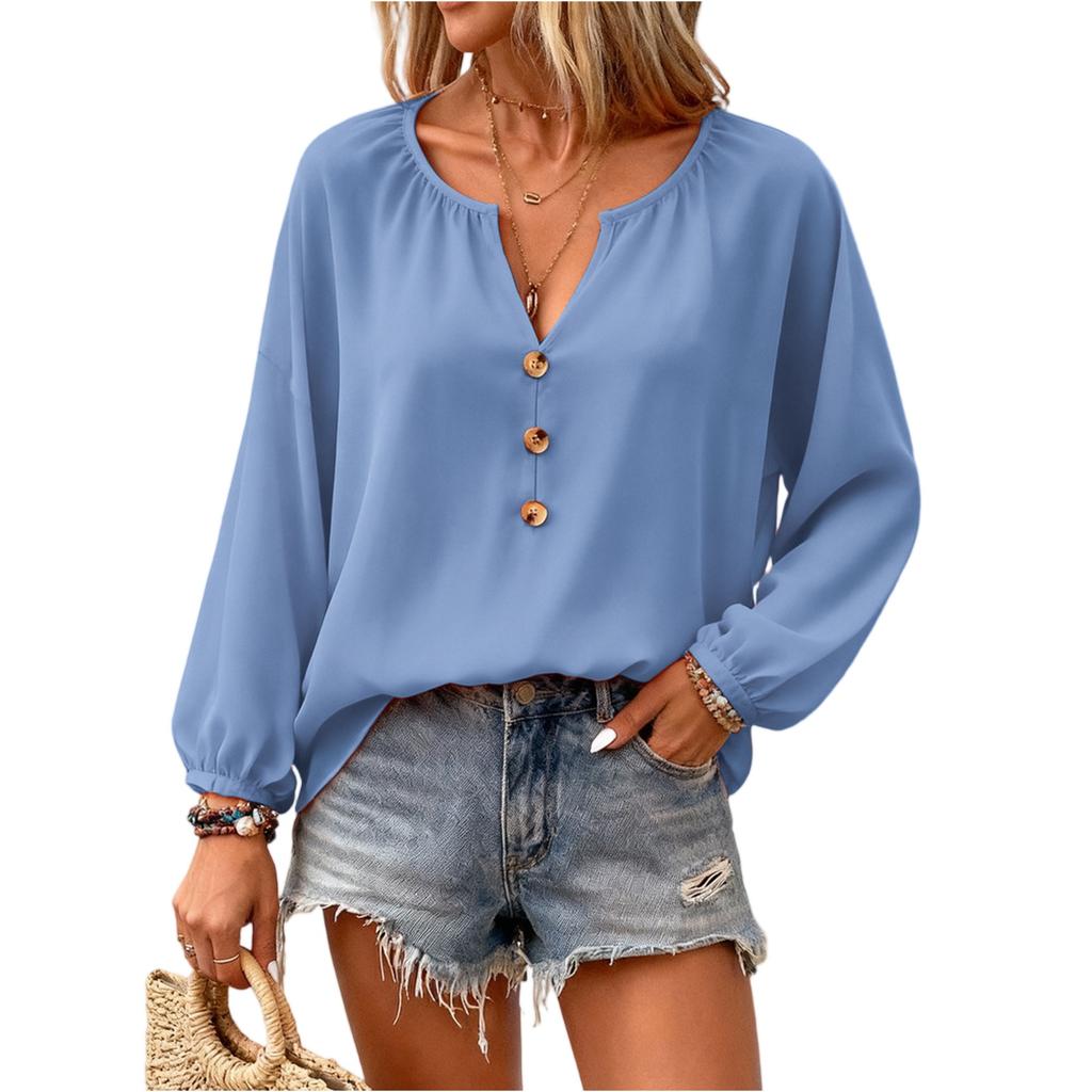 Women's Casual Fashion Long,Sleeved V,Neck Regular Women's Top