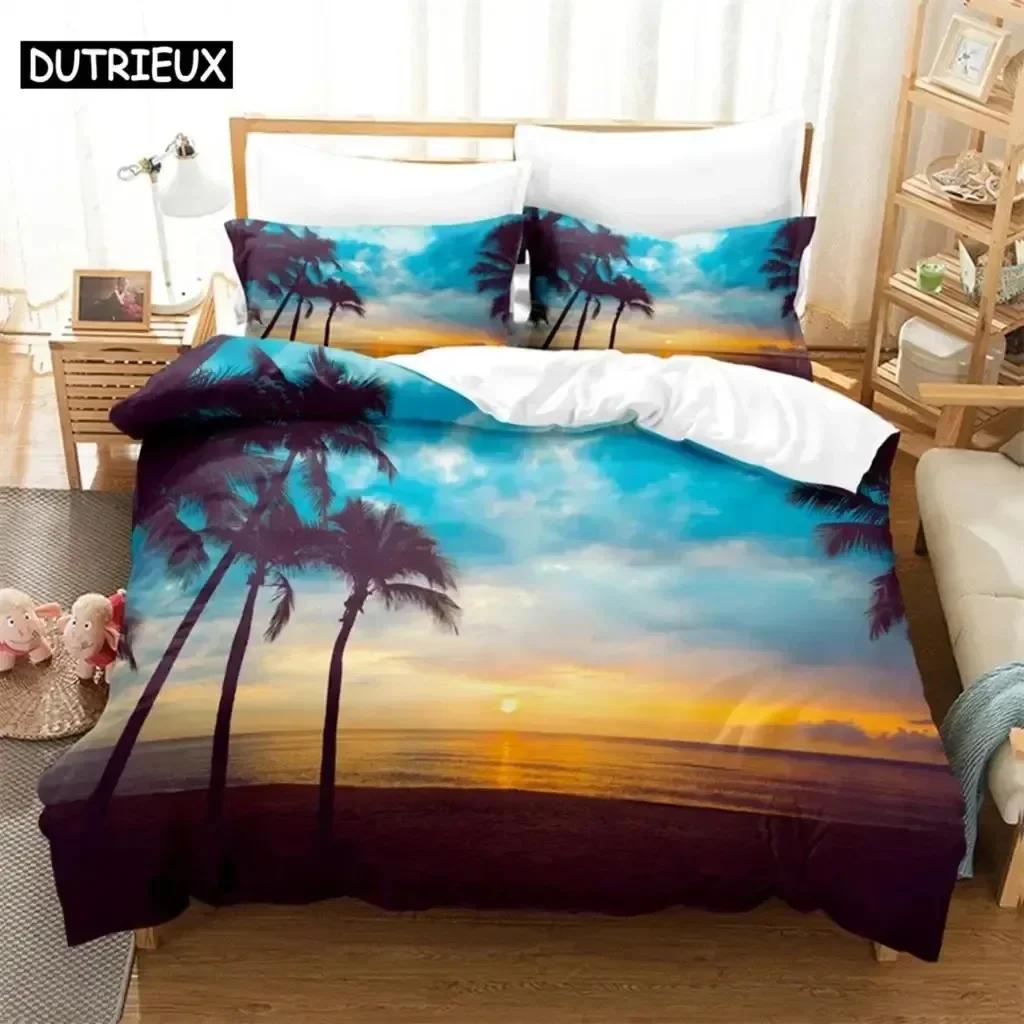 Luxury New 3D Print Seaside  Beach Bedding Set Single Twin Double Queen King Cal King Size Bed Linen Set