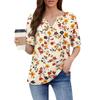 Women's T Shirt  Print Button Short Sleeve Daily Weekend Fashion Basic V- Neck Regular Top