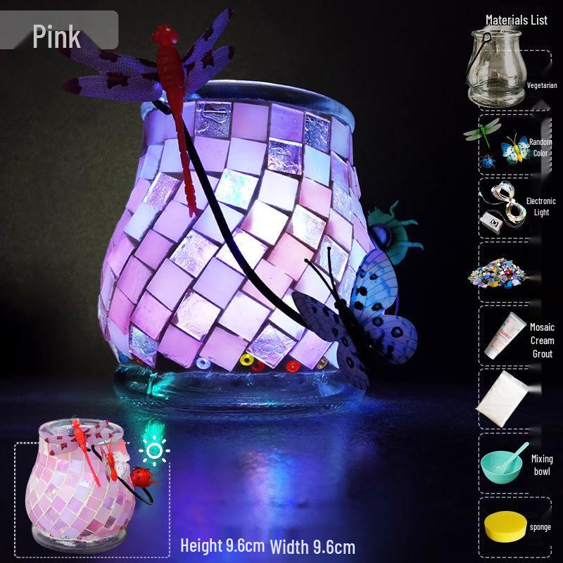 Glass Mosaic Candle Holder DIY Kit: Handmade Parent-Child Educational Toy for Children's Day