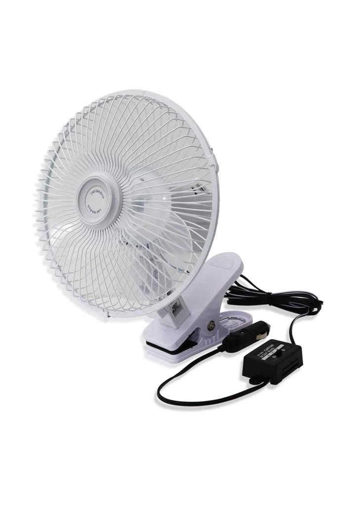 Meltec Car Powerful Cool Airflow for Cars Airflow and Swivel Function White CF-200 Fan, 200mm, DC24V, (2-Level Adjustment, Clip/Screw Mounting,