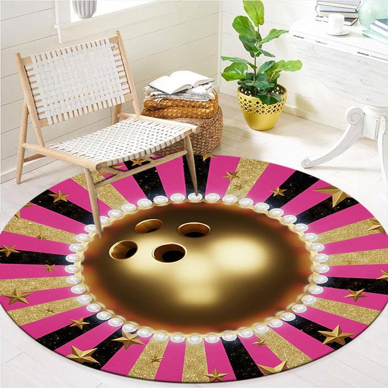 Metalball Round Area Rug,Carpet Rug for Living Room Bedroom Sofa Playroom Decor,Non-slip Floor Mat