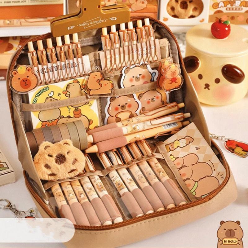 Capybara Stationery Set Abundant Cute Back-to-school Gift Kit Pencil Case Study Stationery for Students Large Capacity Gift Box
