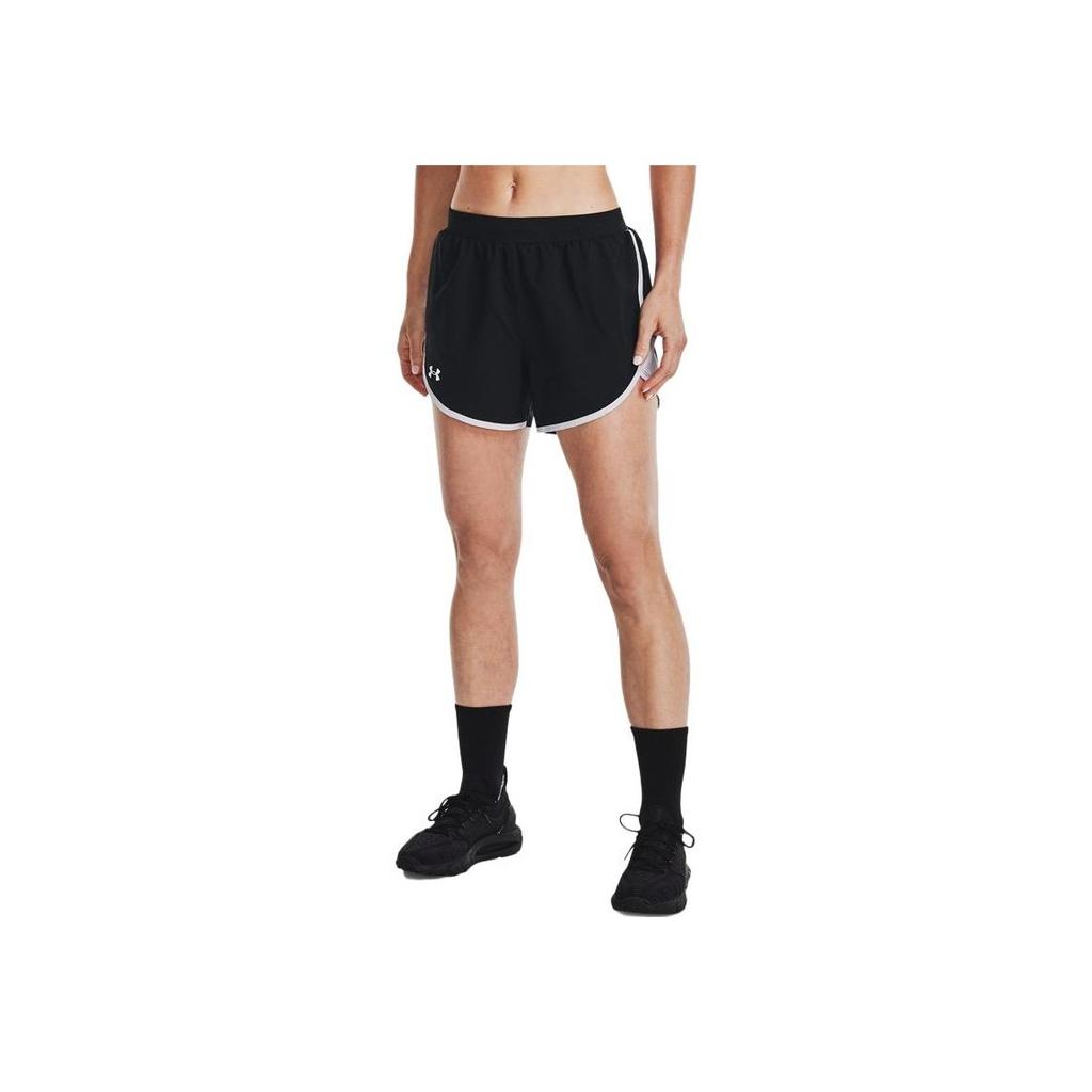 Under Armour SS23 Solid Mid-Waist Sports Logo Print Shorts Women bottoms Black 1369757-001