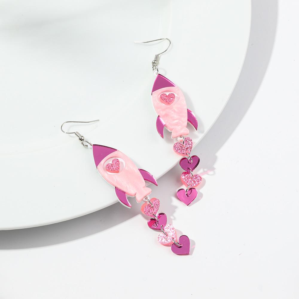 New Valentine's Day Heart Acrylic Earring for Women Mirrored Love-Shape Raindrop Long Tassel Drop Earrings Trendy Jewelry Gift
