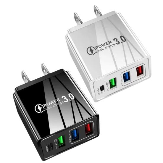 Multi Port PD Charger with 3 USB Ports Type C Compact Travel Charger Fast Charging Adapter