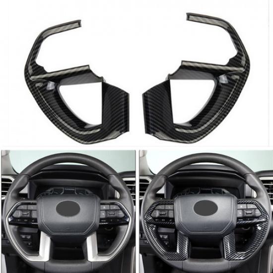 For Toyota Tundra  Steering Wheel Trim 2pcs ABS Carbon fiber