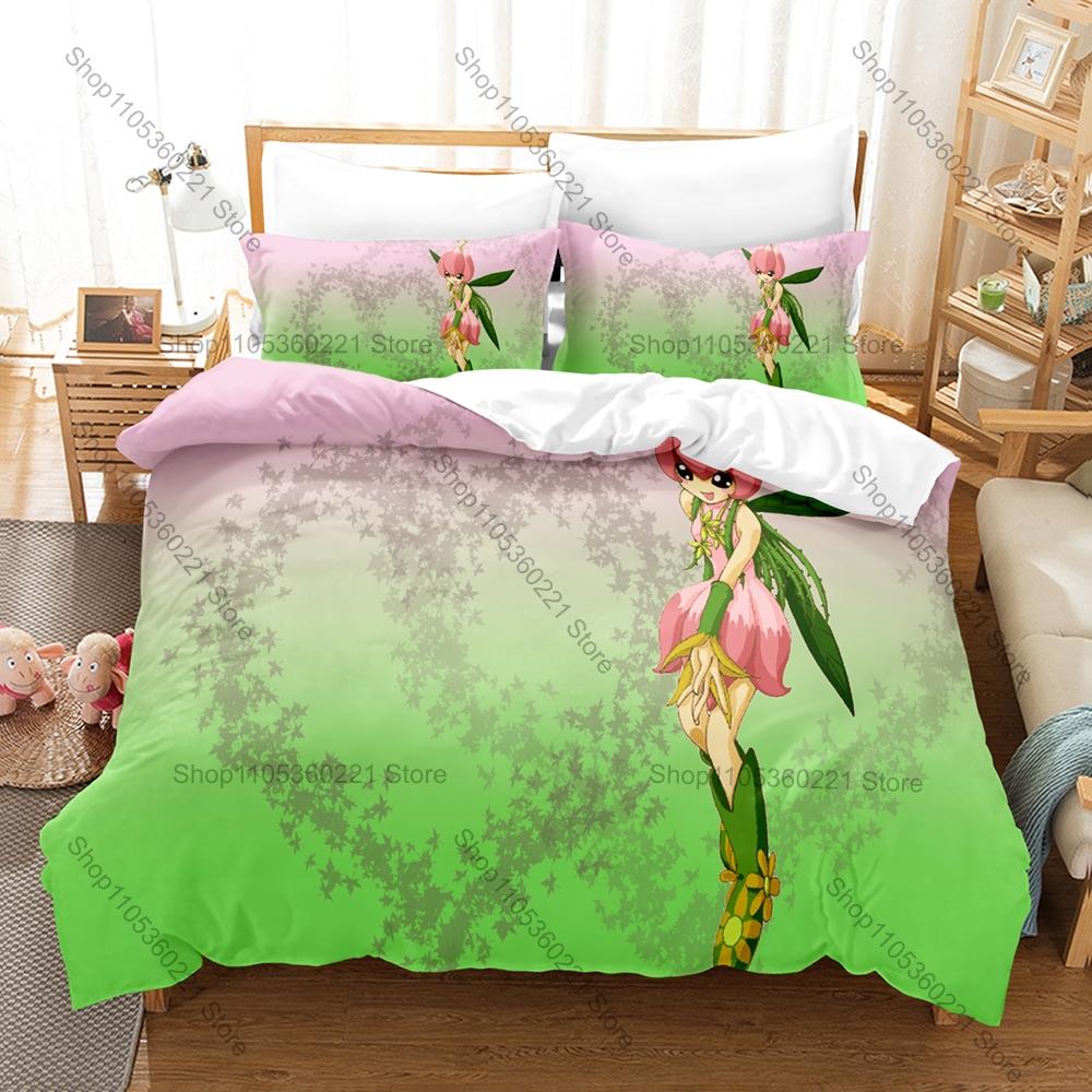 New Digimon 3PCS Bedding Set Duvet Cover And Two Pillowcases Microfiber 3D Digital Printed Anime Bed Linens Home Decoration