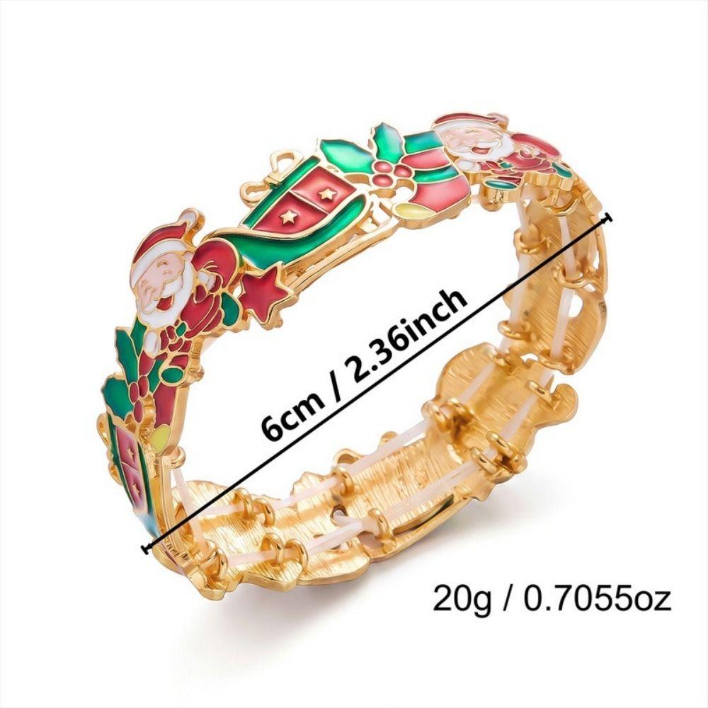 Multicolor Stretch Bracelet Reindeer Charm Bangle Popular Christmas Enamel Bracelet  Christmas