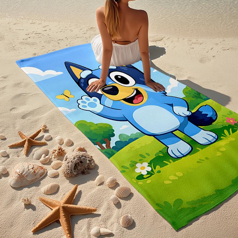 Ultra-Soft Beach Towel with Bluey Theme,Ideal for Pool - Camping, Diving - Perfect Travel Essential, Vibrant Beach Towel.