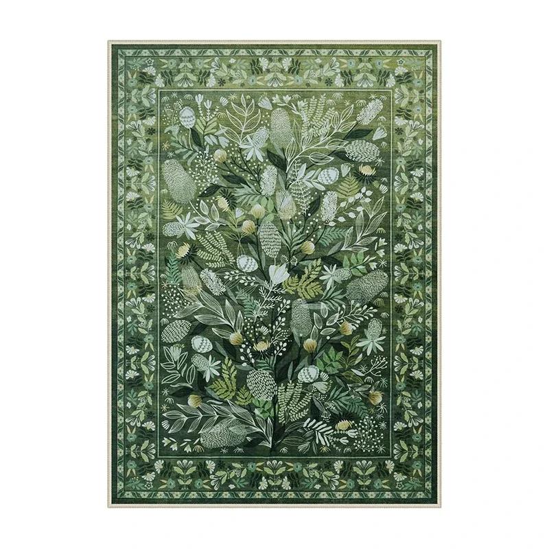 Living Room Carpet Non-slip Soft Machine Washable Floor Mat Green Plant Flower Bedroom Rug Large Size Home Decoration Mats