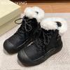Fur Platform Women Ankle Boots Flats Fashion Casual Shoes Woman 2025 Trend Winter New Brand Sport Cozy Punk Botas Mujer Sneakers