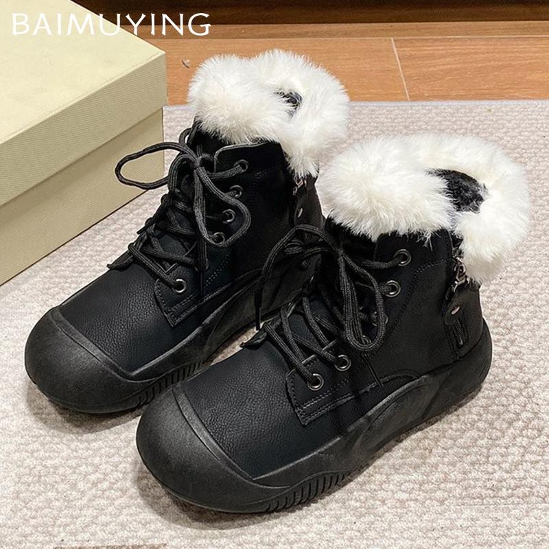Fur Platform Women Ankle Boots Flats Fashion Casual Shoes Woman 2025 Trend Winter New Brand Sport Cozy Punk Botas Mujer Sneakers