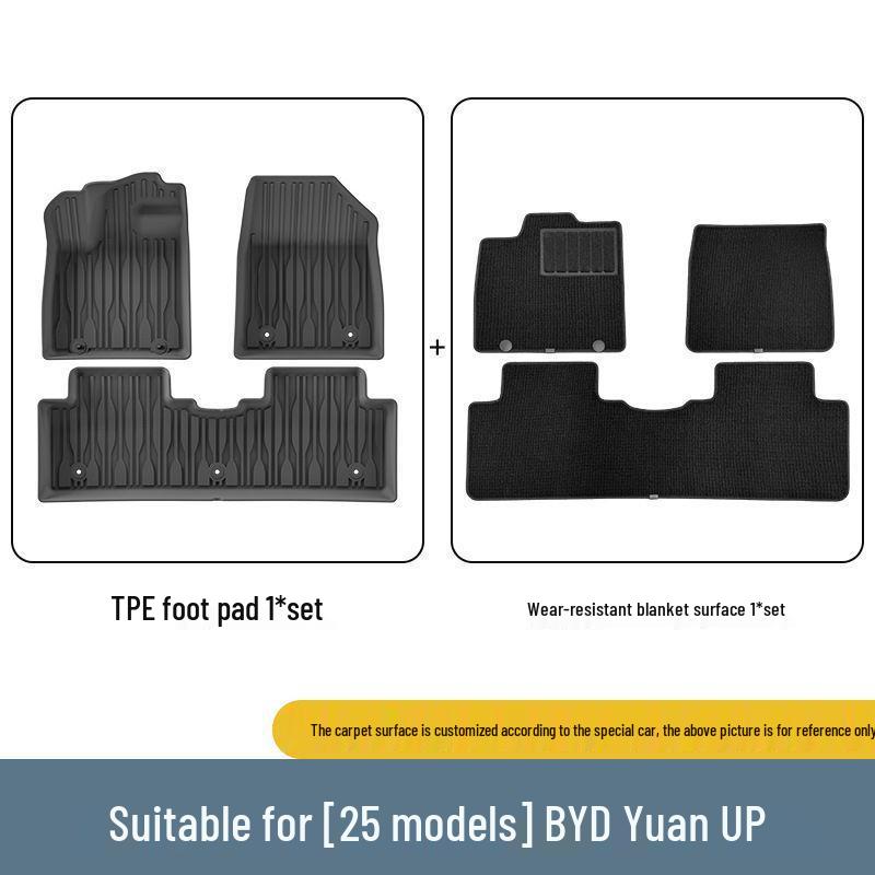 Eco-friendly TPE Floor and Seat Back Mats for 2024-2025 BYD Yuan UP, Including Trunk Mat
