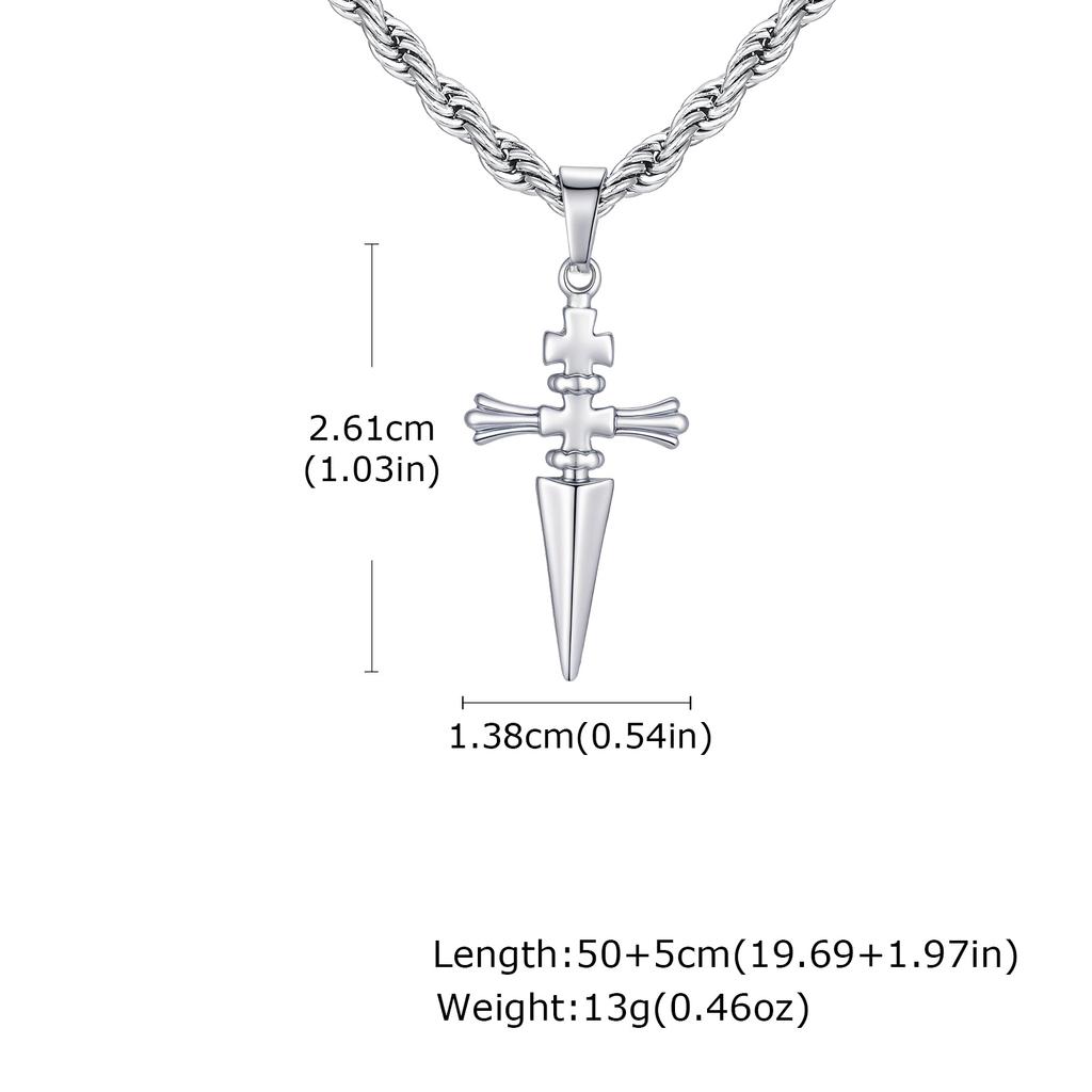 Vnox Punk Schwert Anhänger Halskette Gedrehte Kette für Männer Frauen, Unisex Schmuck Geschenke für Geburtstag Valentinstag