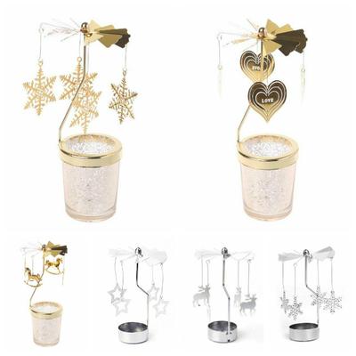 1 stücke Silber Gold Leuchter Rotierenden Romantische Rotation Karussell Teelicht Kerzenhalter Abendessen Hochzeit Bar Party