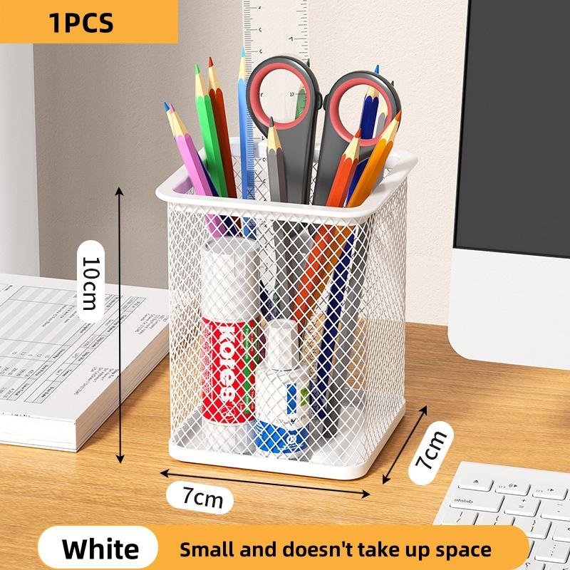 Container Desk Organizer Container Black Desktop Metal Pen Holders Mesh Pencil Cup Pen Case