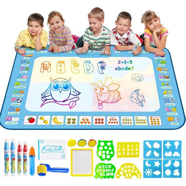 Water Doodle Mat - Kids Painting Writing Color Doodle Drawing Mat Toy Bring Magic Pens Educational Toys Birthday Christmas Gifts for 3 4 5 6 7 8