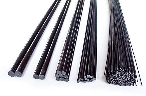 Kolfiberstavar, 5 mm diameter, 200 mm långa, DIY-stavtillbehör, Förpackning med 10