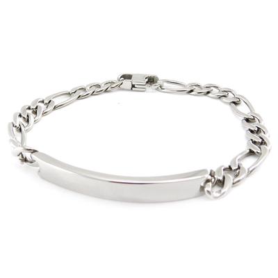 [J0992] - Silver 'Identity' Steel Curb Chain - 21 Cm 6 Mm