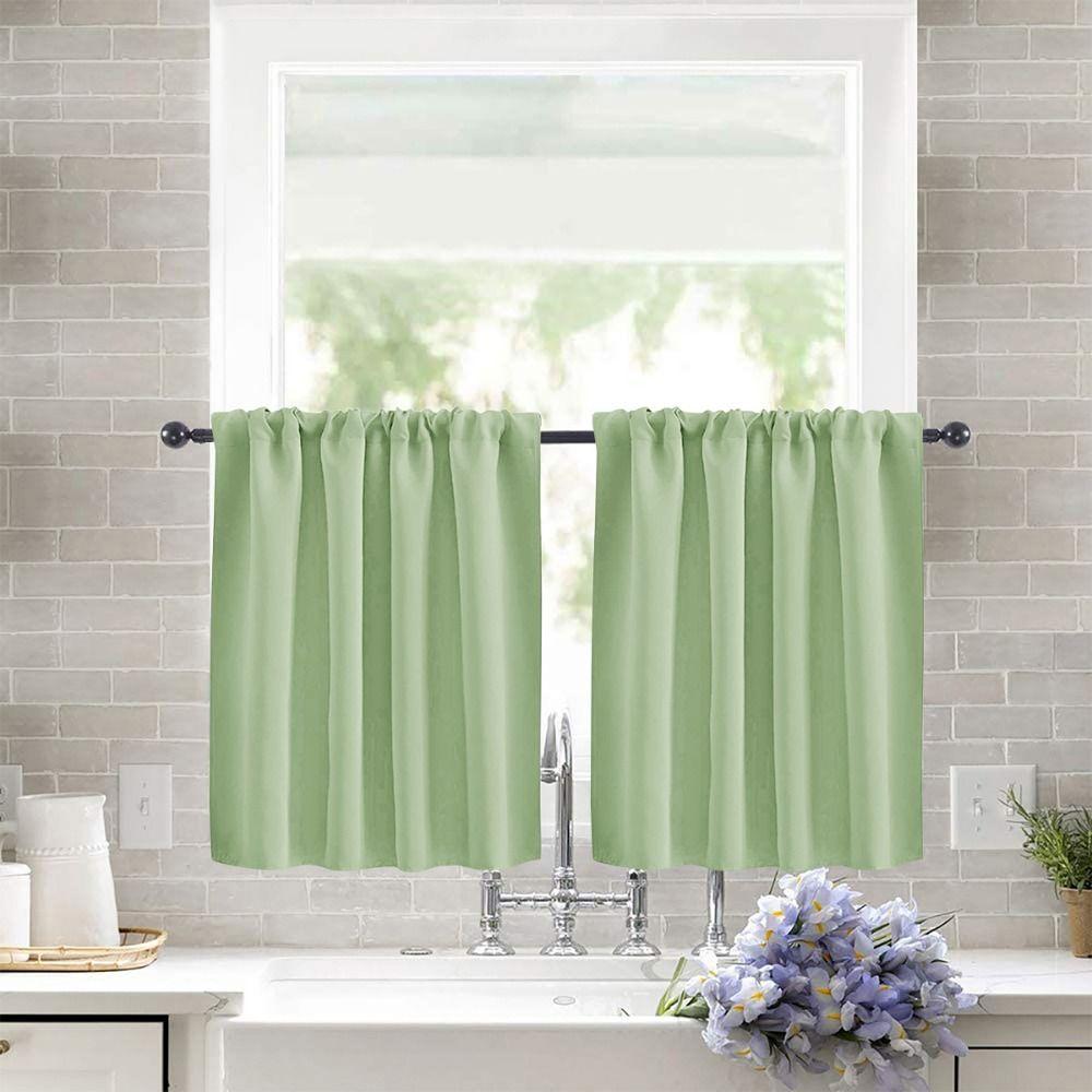 Pure Color Short Tier Curtains Durable Washable Short Blackout Curtain for Small Window Treatment Half Window Curtains