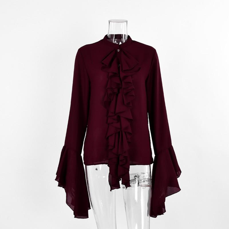 Womens Long Sleeve Blouse With Ruffle